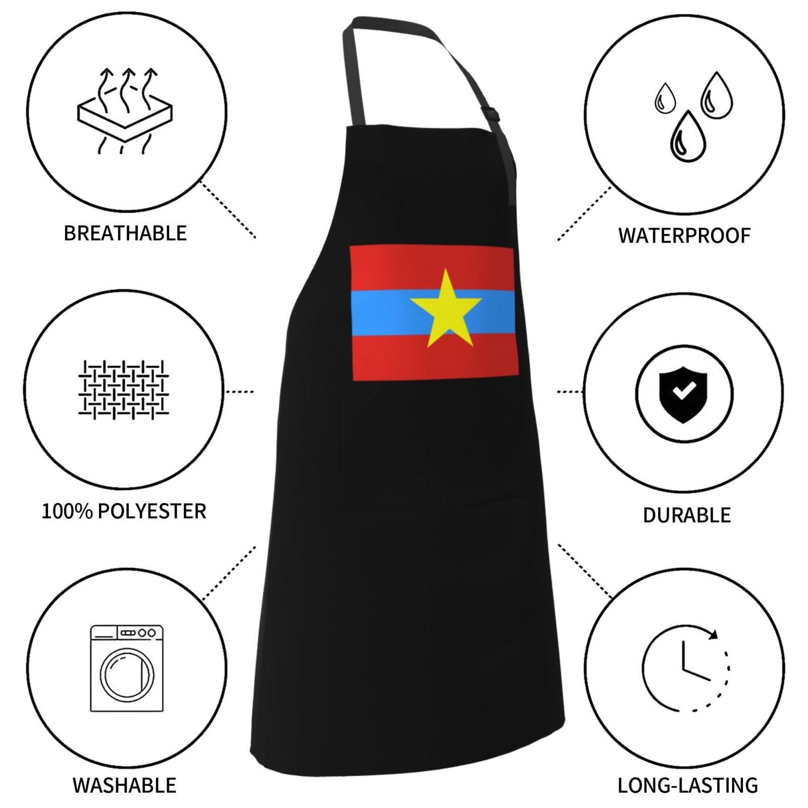 Tablier de travail imperméable avec poches, motif drapeau ANDPFV, idéal pour un anniversaire ou comme cadeau créatif