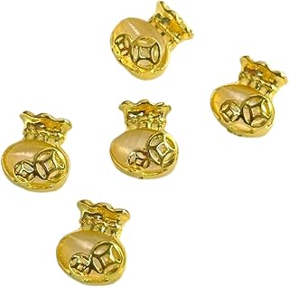 5 Pcs Bright Golden New Year Nails Charm Nails Rhinestones Fortunes Ingot Nails Art Charm Nails Decorations