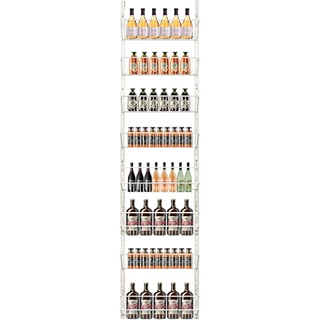 CiWiVOKi Over The Door Pantry Organizer With 8 Adjustable Shelves - Steel Metal Wire Baskets,Closet Organizer Hanging Spice Space Saver,17.6"W×69.9"H Pantry Door Organizer,Fridge Spice Rack Organizer