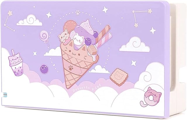 GeekShare Anti Scratch Switch Dock Cover-twardy panel czołowy do stacji dokującej przełącznika-DIY Zamienna powłoka kompatybilna z Nintendo Switch Dock (Ice Cream Cat)