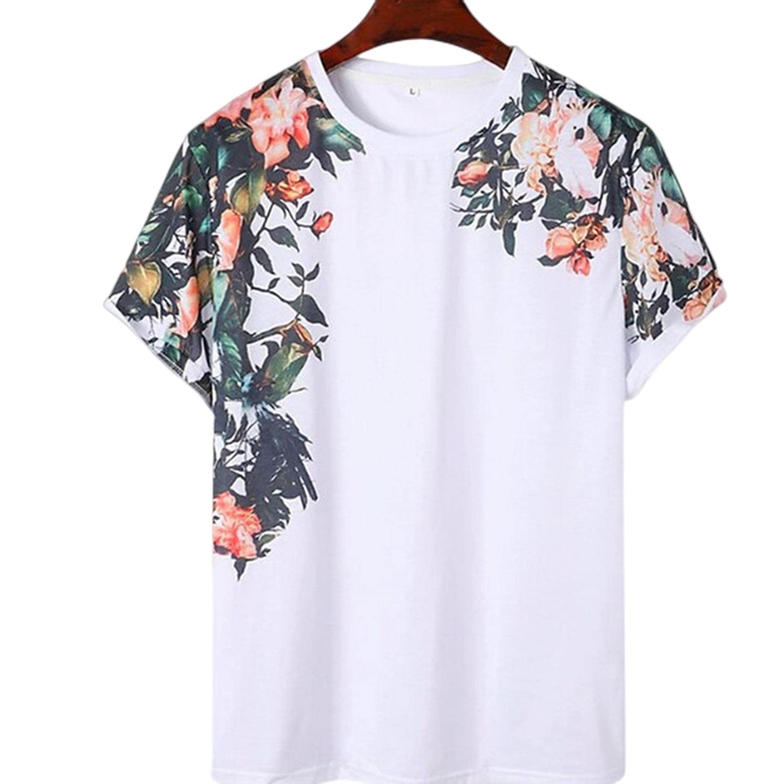 MOGSA T-shirty letnie męskie koszulki nadruk z krótkim rękawem na co dzień oversize sweter okrągły dekolt grafika luźna koszulka-3,4XL
