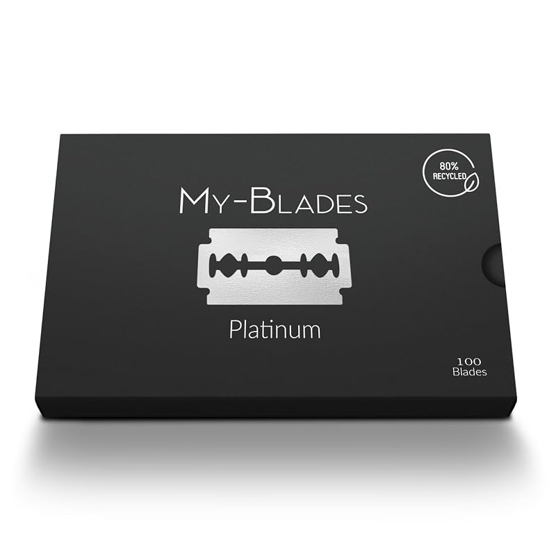 Lâminas de Barbear de Dois Gumes My-Blades Platinum em Aço Inoxidável, Pacote com 100