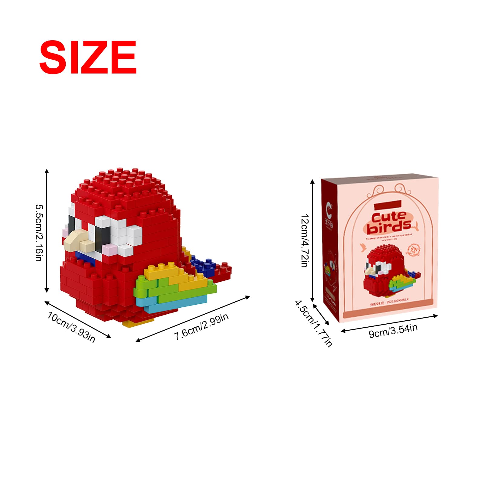 NOOLY Parrot Micro Building Bricks Kit Bird Thmed Blocks Set Decoration for Home and Office WKLJM-01 253Pcs (Red) 8911 - Image 3