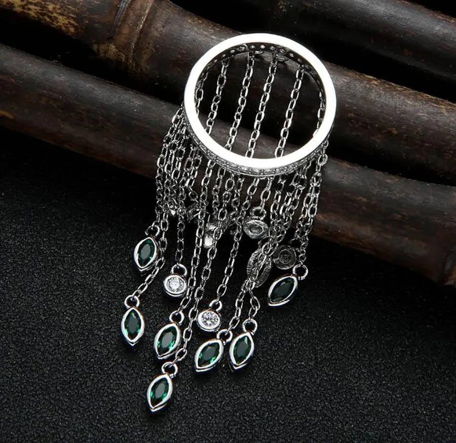 Generic Emerald Waterfall ring. engagement/anniversary rings. 925 silver.Diana Kate Middleton style (8)4