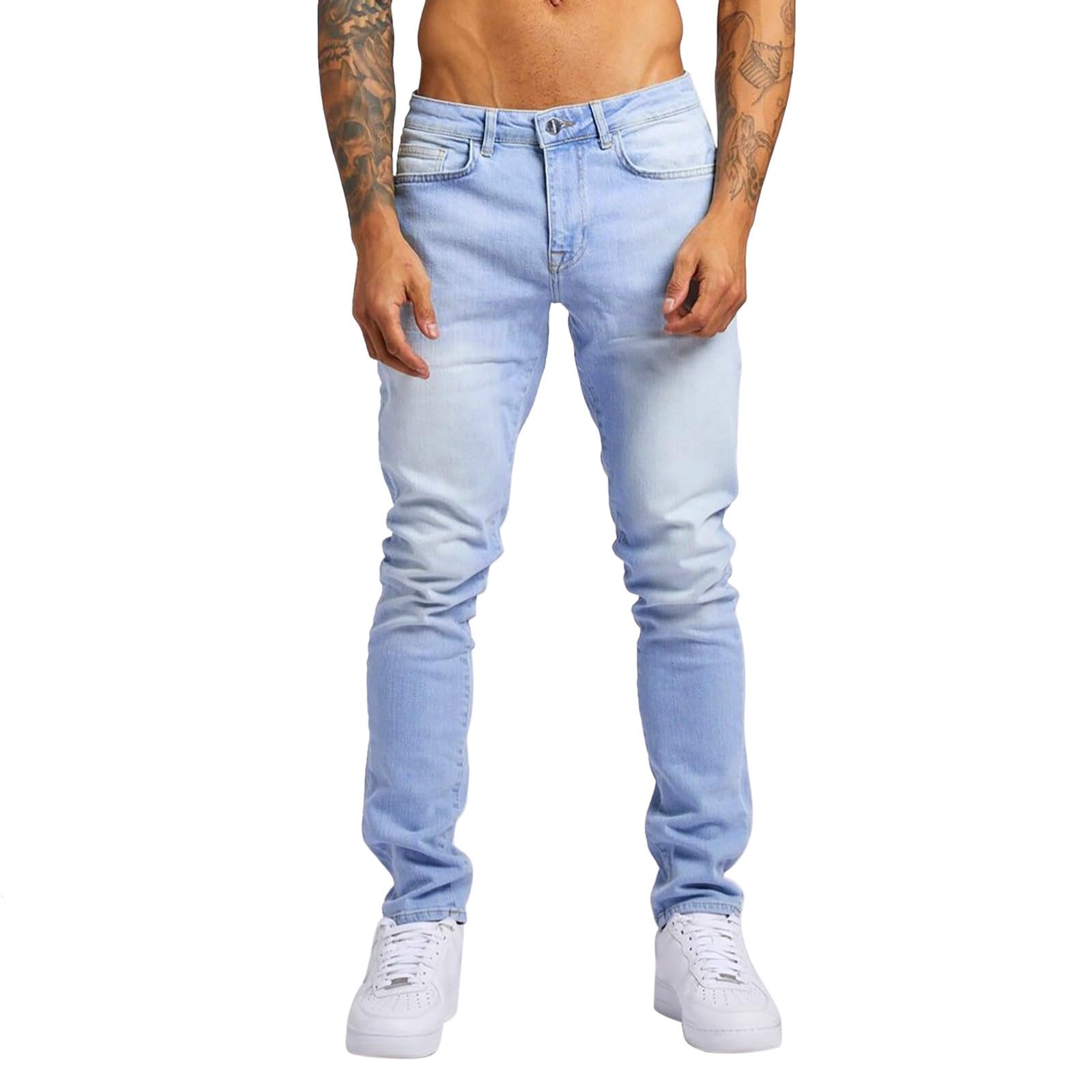 Jeans Uomo Slim Fit, Pantaloni Jeans Uomo Strappati Jeans Skinny Strappati Elasticizzati Slim Comodi Pantaloni in Denim Invecchiato con Fori Distrutti Jeans Skinny Jeans da Uomo Casual E Versatili