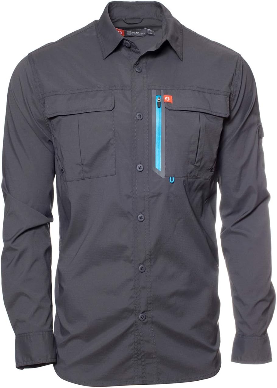 American Outdoorsman The Long-Sleeve Blackfoot River Ultimate Fishing Shirt (Large, Raven)