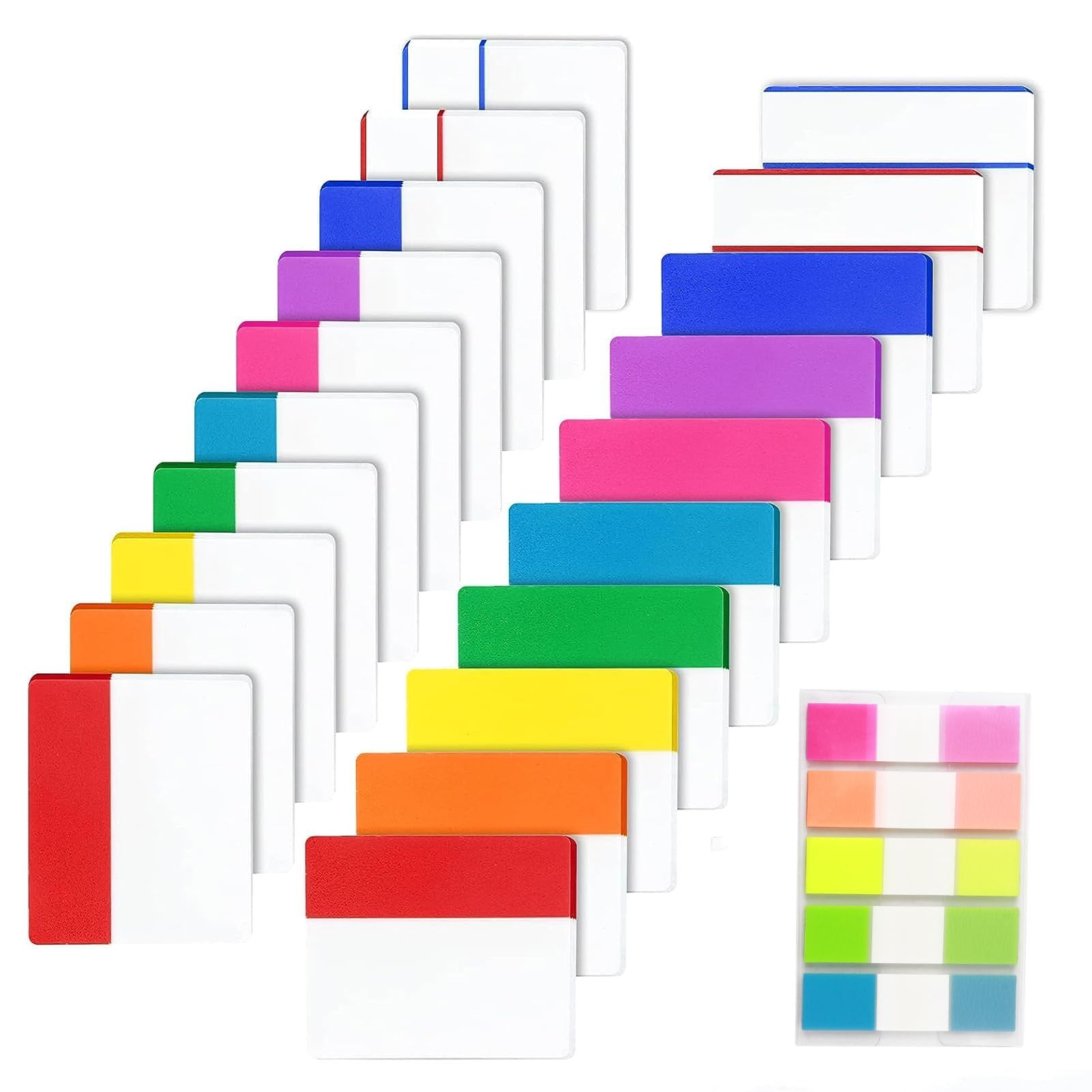 500 Onglets Index Collant, 400 5.1x4cm Marque Page Adhésif en 10 Couleurs und 100 petites Onglets, Autocollantes d'Index Étiquettes pour l'Apprentissage et l'Organisation