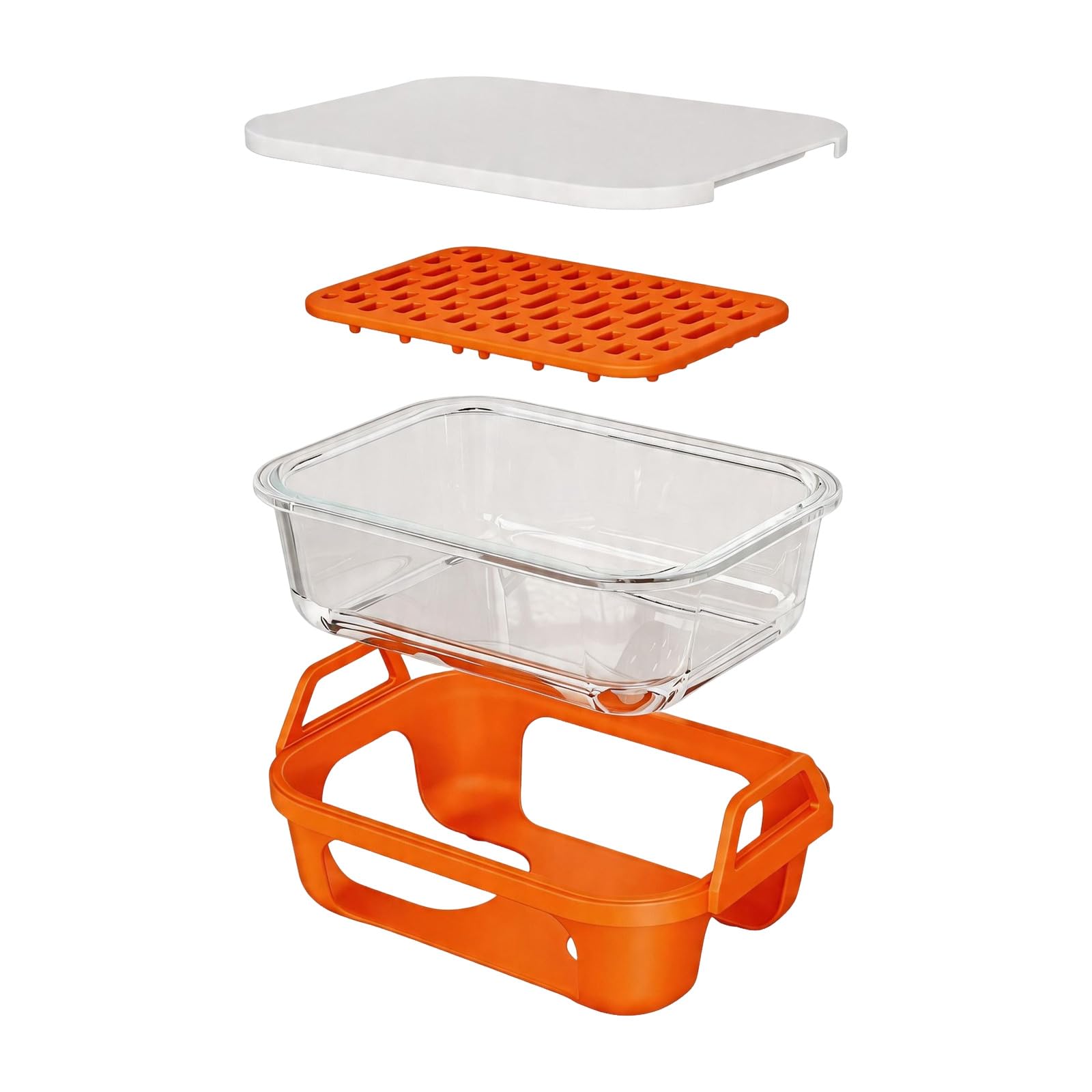 Zxfdsfdbnm Glass Air Insert Set with Lid, Rectangular Baking Pan and Outer Holder for Meal Prep and Kitchen Reheating Kitchen Bakeware Accessory Glass Pan Cover Rack