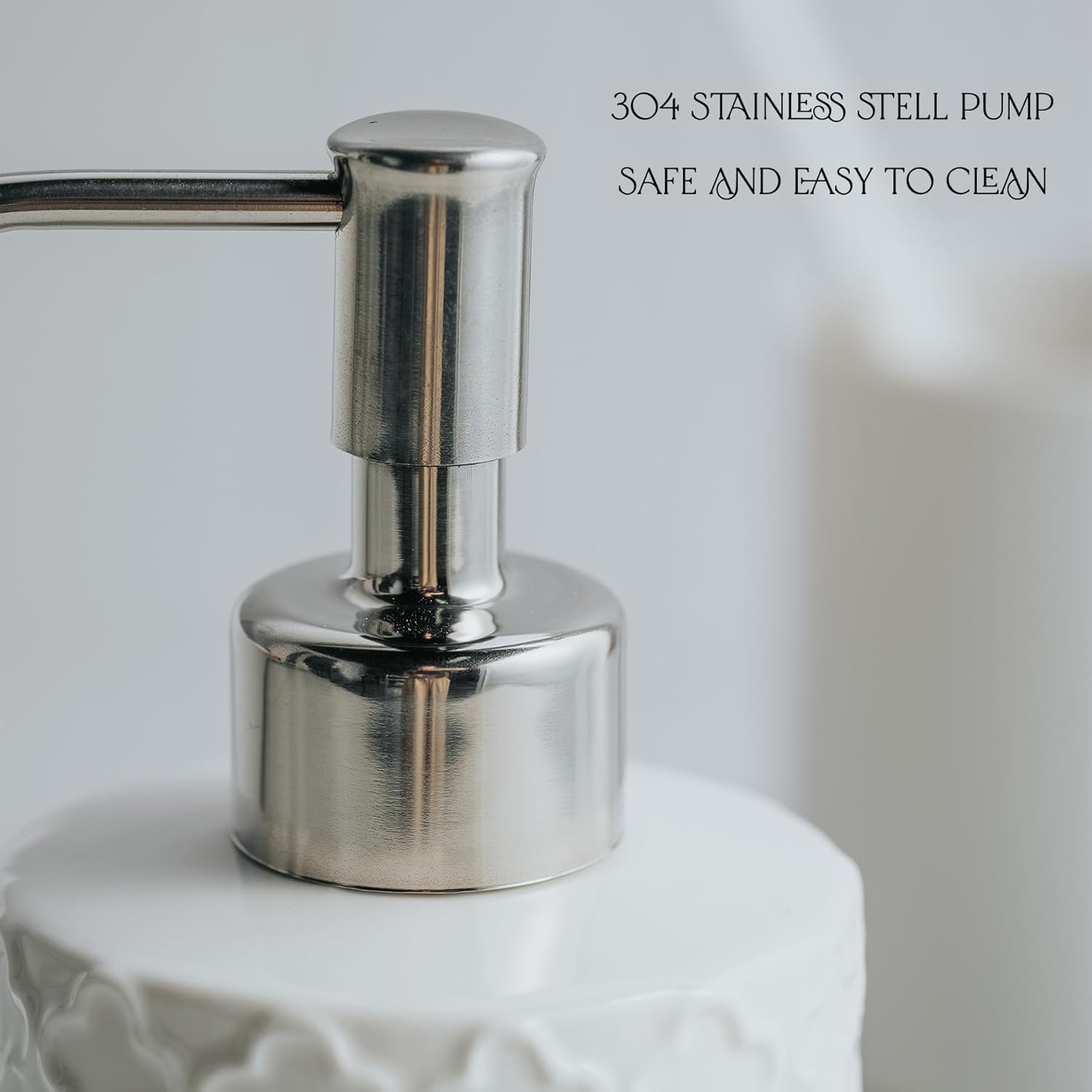 Ceramic Soap Dispenser with Pump, Hand and Liquid Soap Dispenser Rust Proof, for Bathroom and Kitchen, White - Image 5