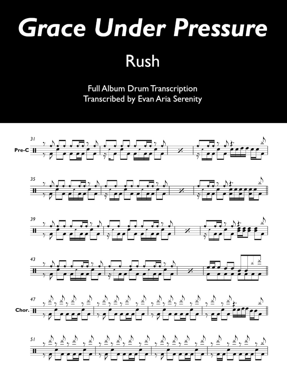 Rush - Grace Under Pressure: Full Album Drum Transcription (JDS Drum Transcription Books)