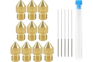 Enhanced Printing Precision: 10 Pcs 0.4mm MK8 Extruder Nozzles and Cleaning Needles...
