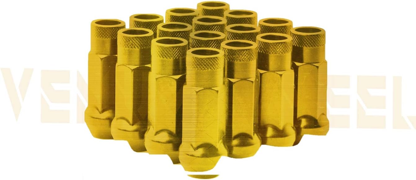 4 Pc Hub Centric Wheel Spacers Adapters 5x150 MM | 2.5" Thick | 14x1.5 | +20 Pc Tall Opened End Gold Lug Nuts Works with 07-19 Toyota Tundra Sequioa Land Cruiser Lexus