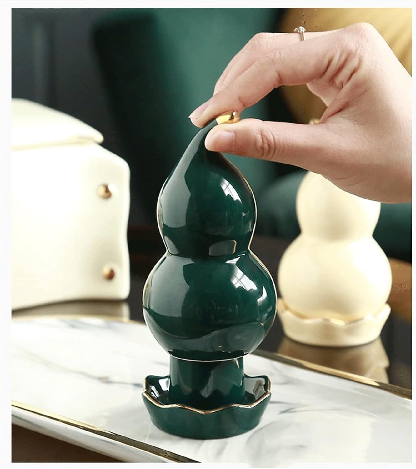 Toothpick Box Toothpick Holder Gourd Toothpick Holder Ceramic Toothpick Dispenser Home Toothpick Storage Box for Restaurant Kitchen Cafe Toothpick Dispenser(A)
