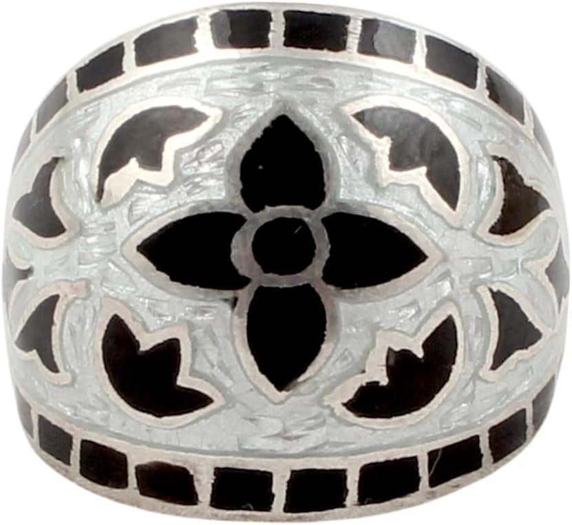 Floral Leaf Enamel Ring Handmade Unique Artisan 925 Solid Sterling Silver Ring Birthday Gift For Her