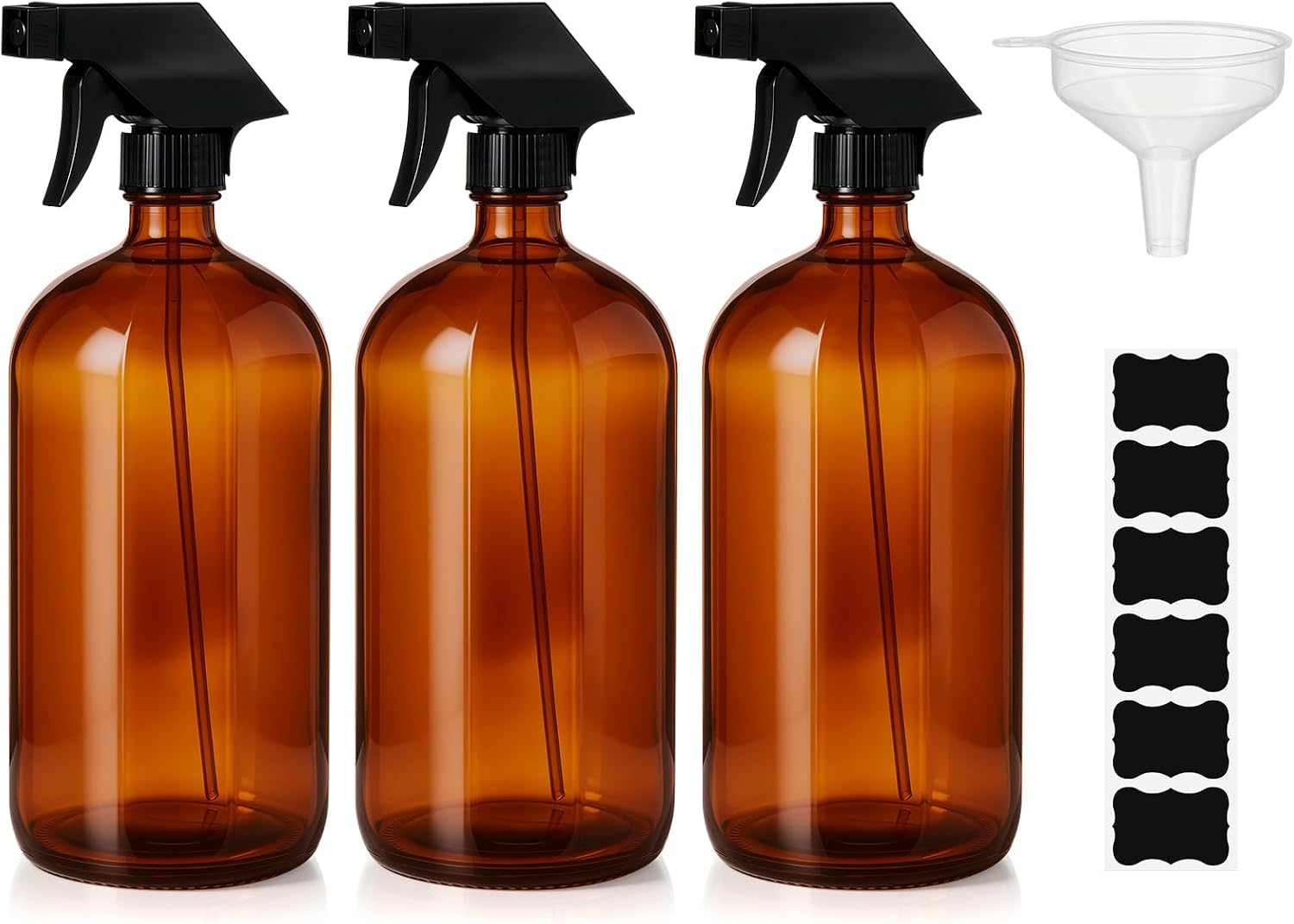 3 Pcs 34 oz Amber Glass Spray Bottles with Accessories