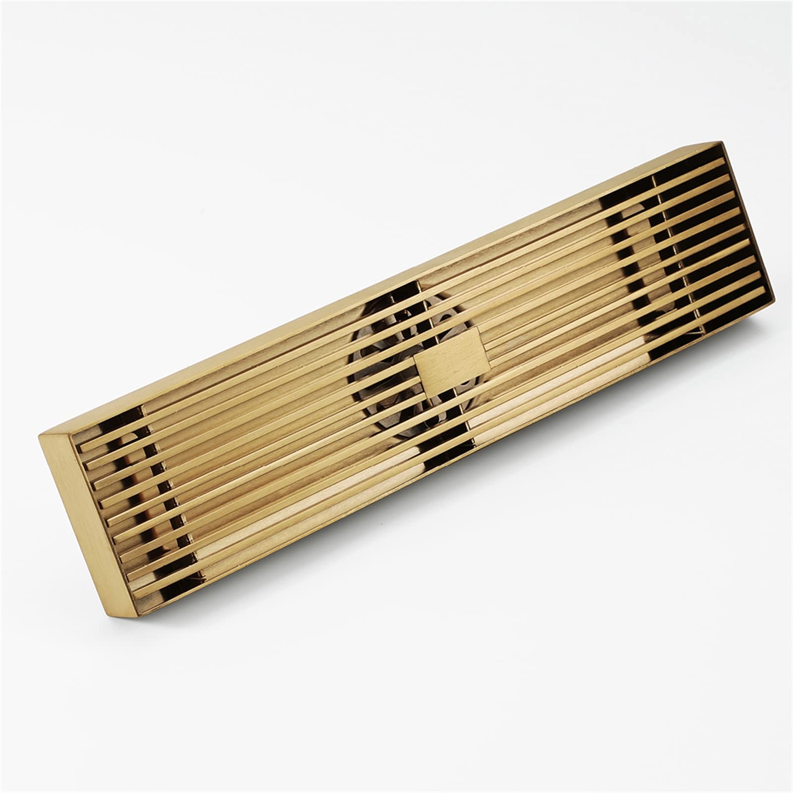 Scarico doccia lineare 30 cm, Scarico doccia con griglia rimovibile, Filtro per capelli, Scarico doccia rettangolare in acciaio inossidabile, Scarico a pavimento per bagno,Brushed gold