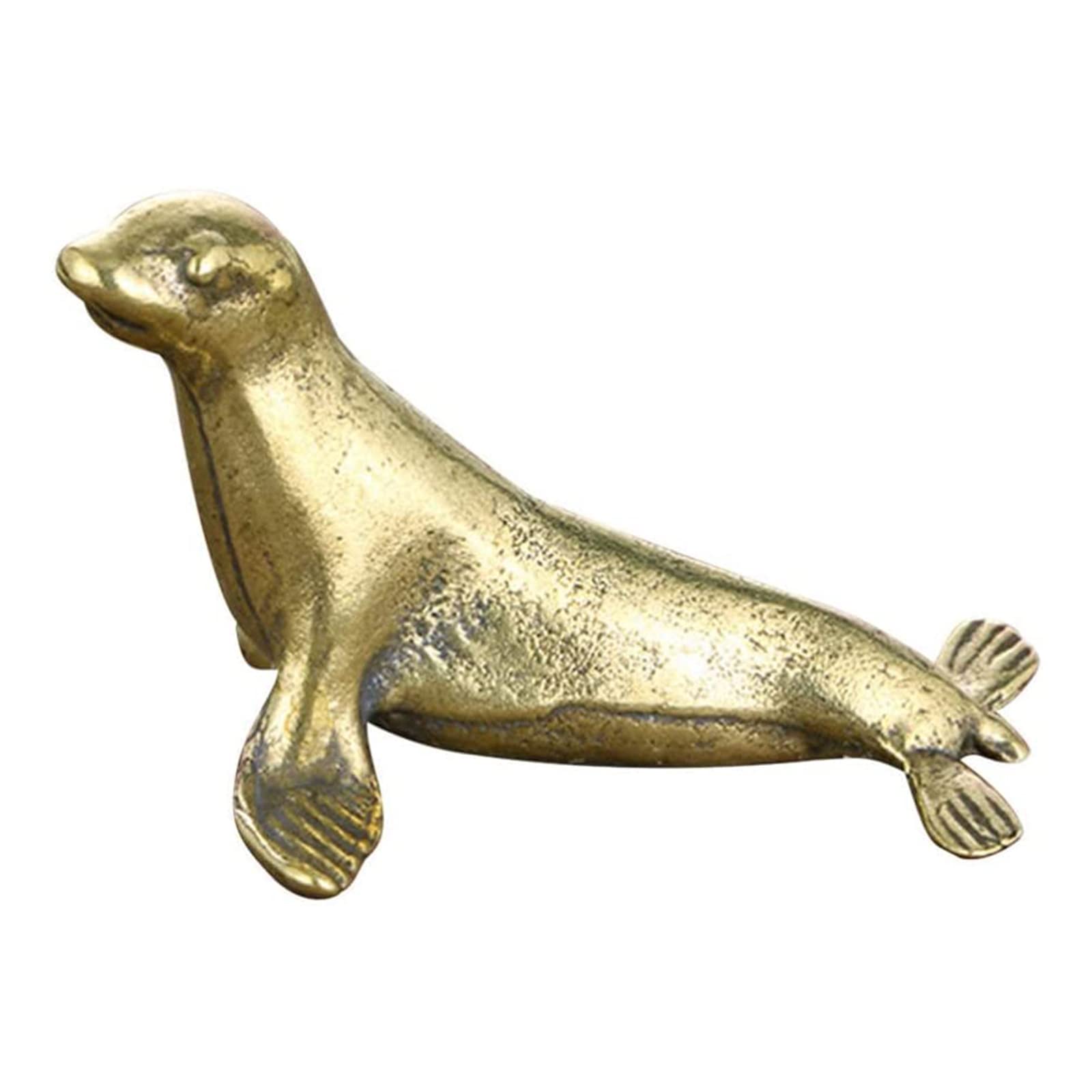 Figurine Seal Shape Showpiece Solid Bronze Ware Craft for Home Office Gift