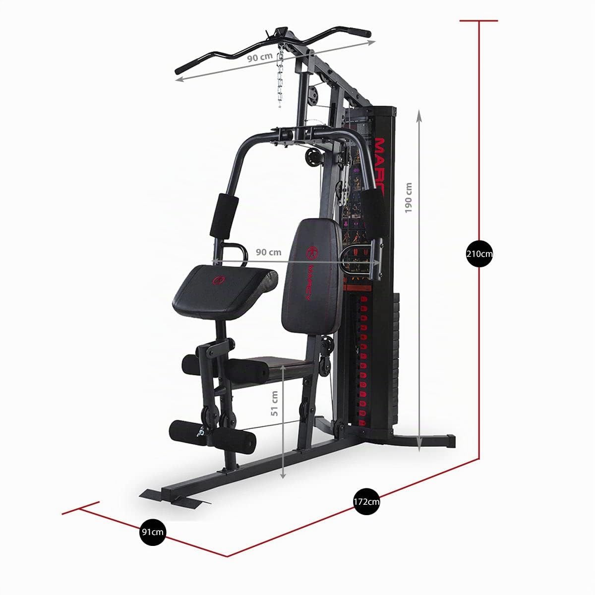 Marcy Appareil à Charges guidées Eclipse HG3000 Compact Home Gym - Tour de Poids de 68 kg - Poulie Haute et Basse - Poids Maximal de l’utilisateur 135 kg - 4 Versions