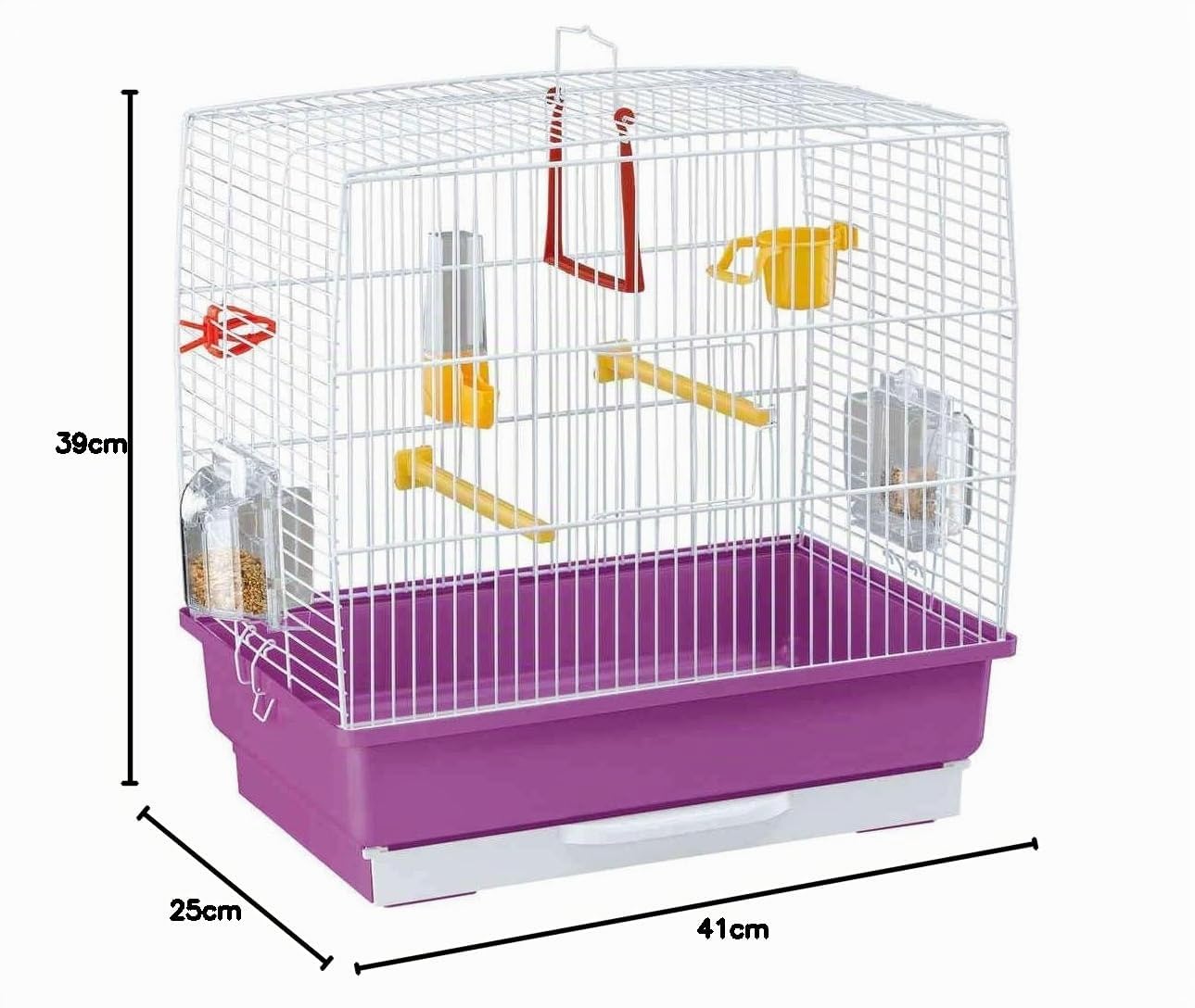 Ferplast Cage à Oiseaux Rekord 2 Cage pour Canaris, Perruches Ondulées, Accessoires Inclus, 39 x 25 x h 41 cm.