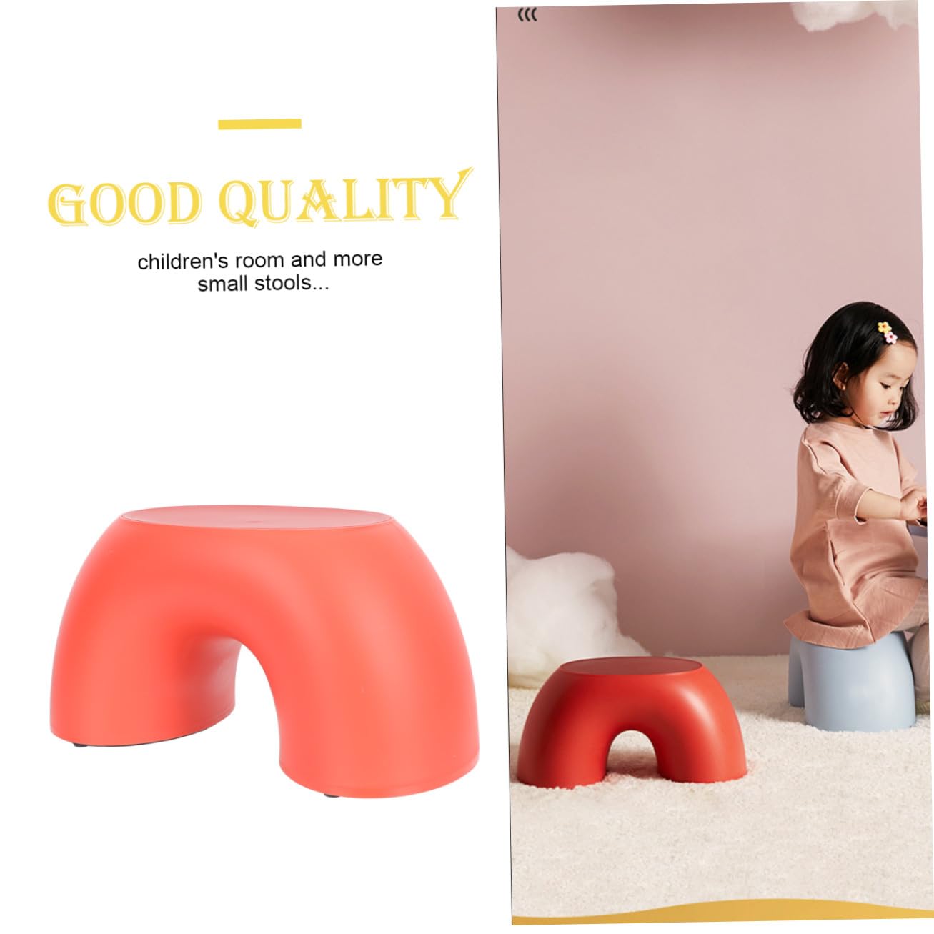 Taburete Arcoíris para Niños Rojo, Forma Anular, PP B-cpp