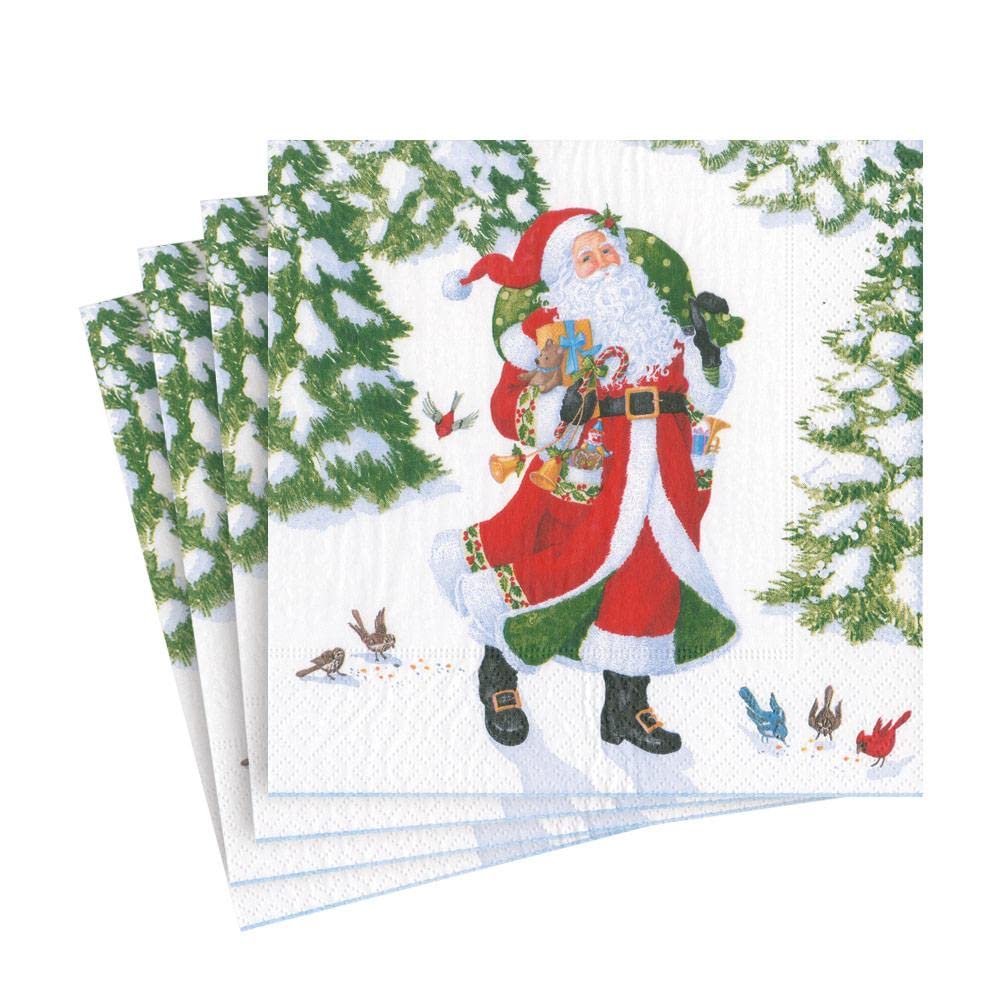 Tovaglioli Di Carta Caspari Con Motivo Pagode Natalizie Nero, Confezione Da 20, Ecologici E Atossici