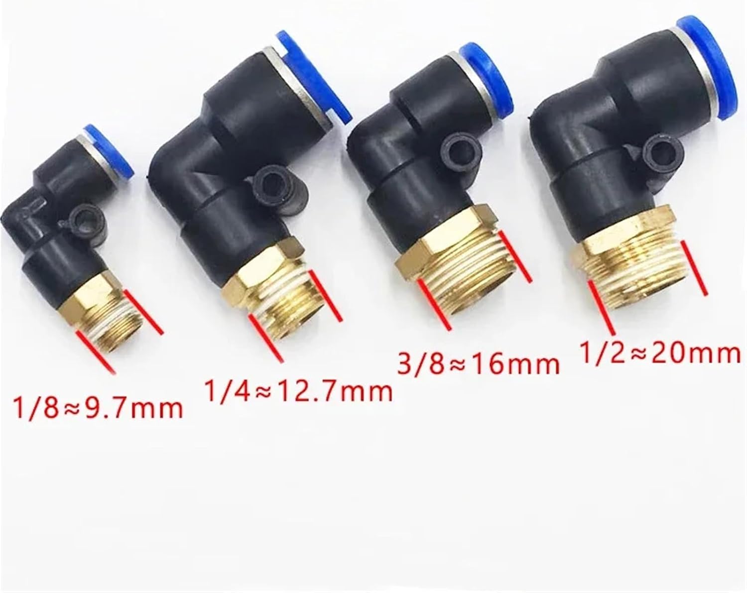 20/50/100PCS Quick Push In 2 Way Connector 4-12mm Male Pneumatic Thread Elbow Joint Hose 1/8" 1/4" Air Fittings Universal(PL12-02,100 PCS)