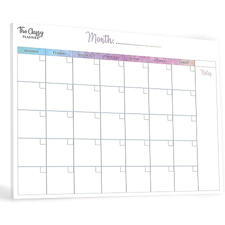 Monthly Planner Pad with 50 Tear Off Pages Notes Section, Undated ...