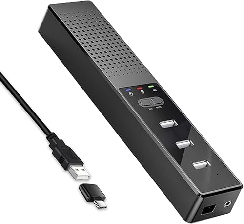 Altavoz y micrófono de conferencia, altavoces de PC, cobertura de voz de 360°, reducción de ruido avanzada, USB-C Plug & Play, compatible con Zoom y