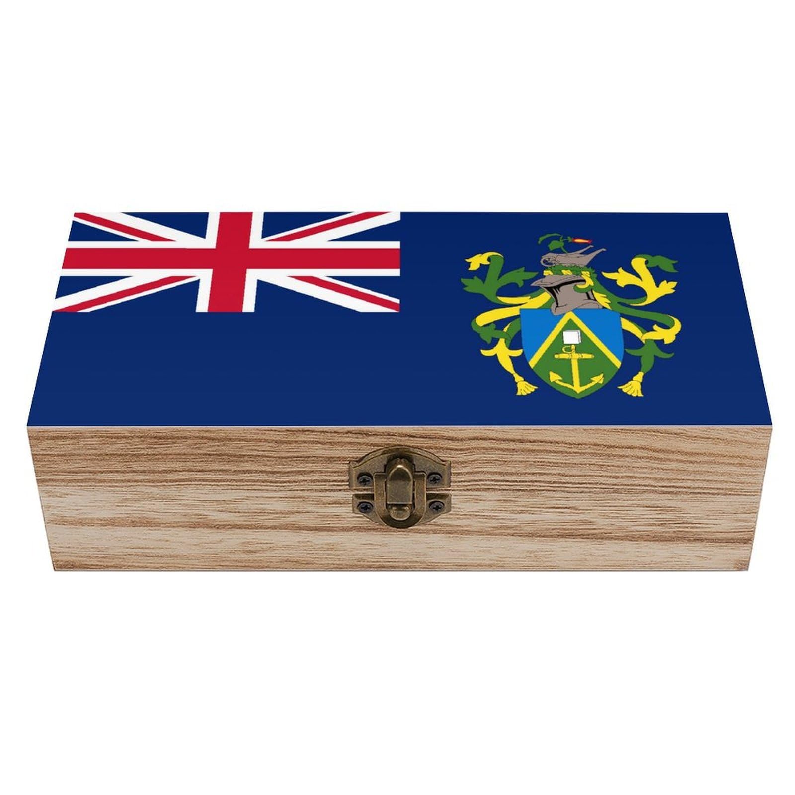 HLBSDM Flag of The Pitcairn Islands Wooden Storage Box Craft Memory Keepsake Treasure Chest Box Jewelry Organizer