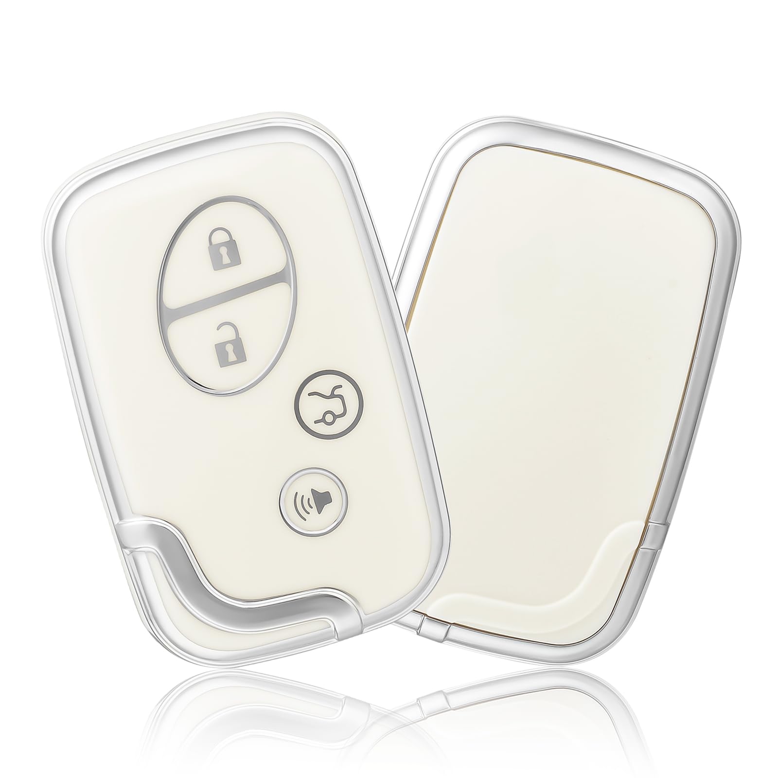 OFFCURVE Lexus Key Fob Cover Case Holder for ES350 GS300 GS430 GS450h GS460 IS250 IS350 LS460 LX570 RX350 - Smart Keyless Remote Key Protector, White