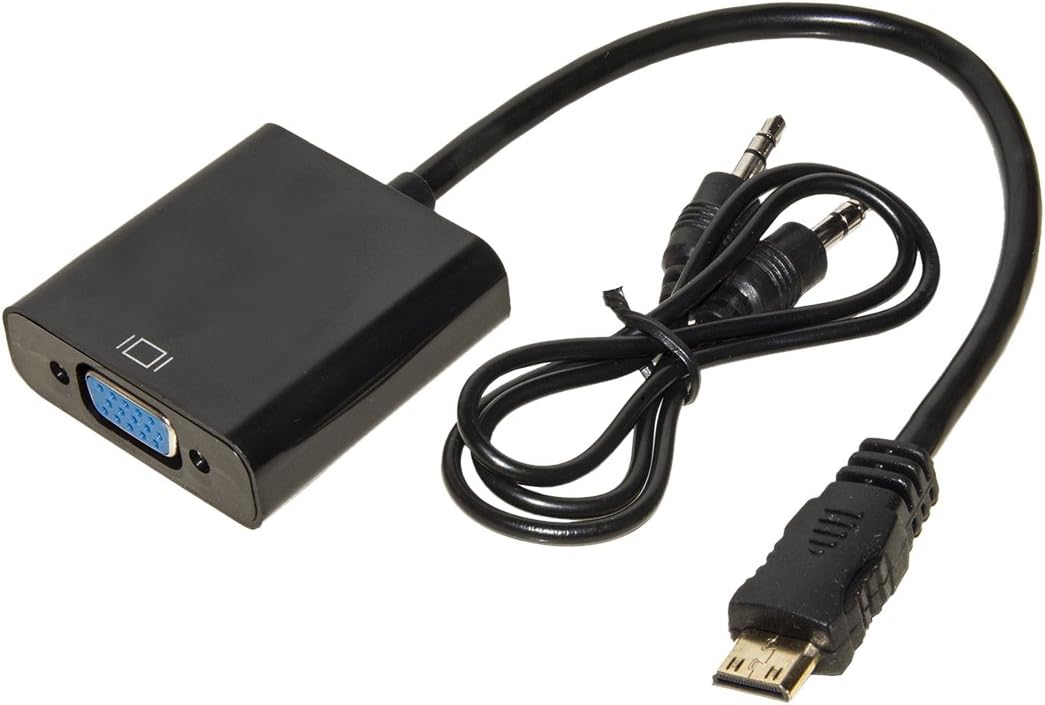 LINK LKADAT11 Mini HDMI Type C to VGA Female Adapter + Audio, Schwarz