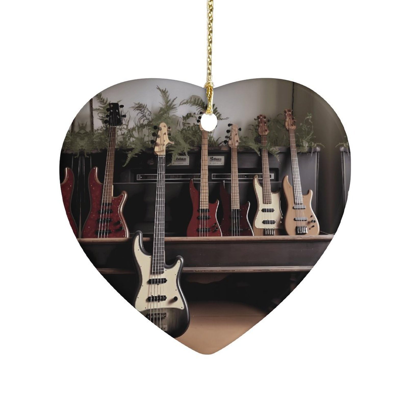 Fekiloot Style Guitar Bass Music Musical Instruments Ceramic Ornament Home Decor Keepsake