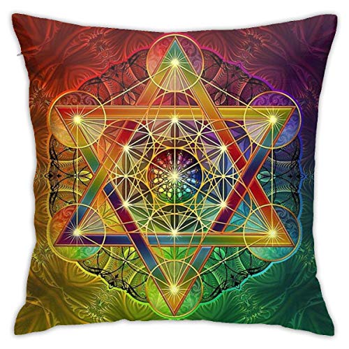 LAKILAN Metatrons Würfel Mit Merkaba Und Blume des Lebens Quadratisches Kissen Hauptbettzimmer-Innendekoration Cover