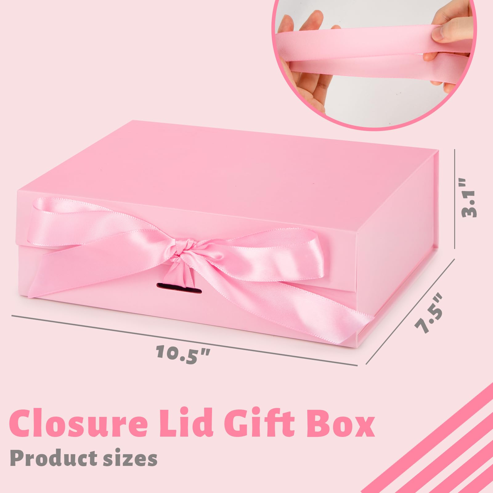 Rosa Caja De Regalo Con Cinta, Cajas De Regalo Magnéticas Con Tapas, Cajas Decorativa De Embalaje De Regalo, Cajas De Presentación Para Regalos, Con Papel Triturado, Tarjetas