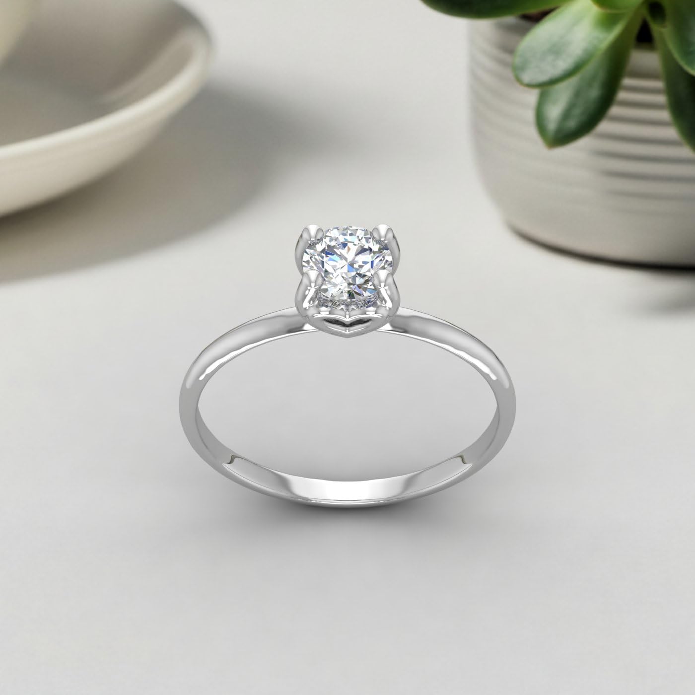 1/2 Carat Prong Set Diamond Engagement Ring Band in 14K Gold