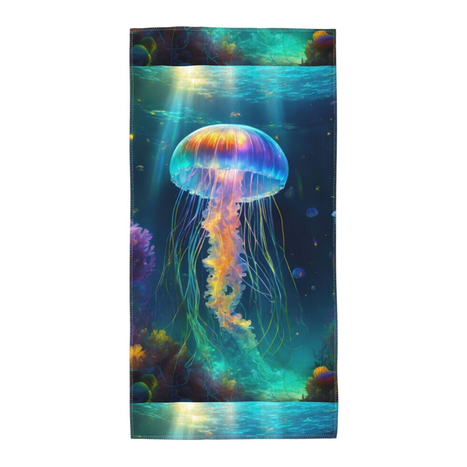 Cbaaghh Jellyfish Ocean Print Towel, Towels Thick Face Towels Fast Drying Washcloth For Bath, Spa, Gym