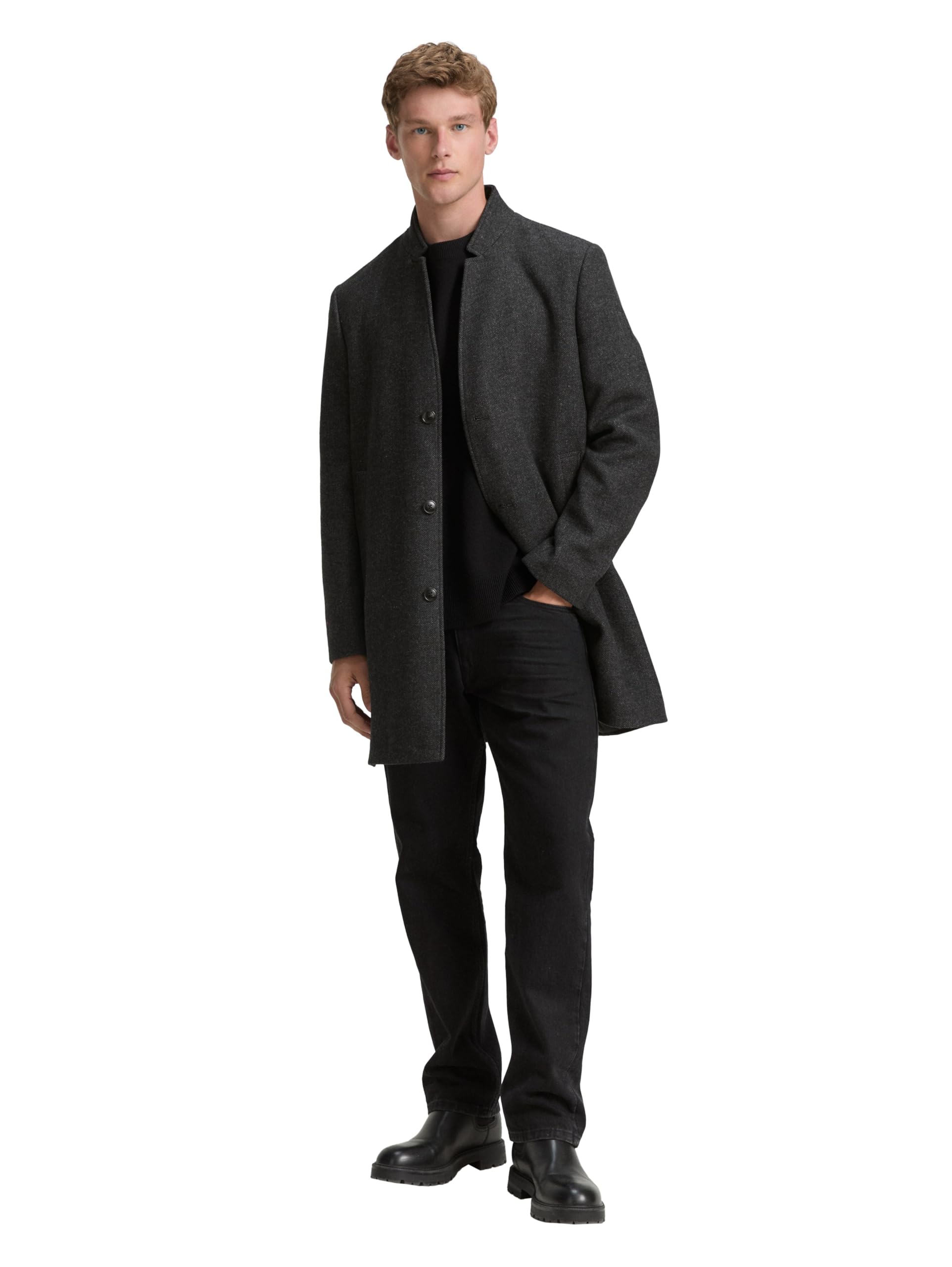 TOM TAILOR Denim Herren Wollmantel mit Stehkragen