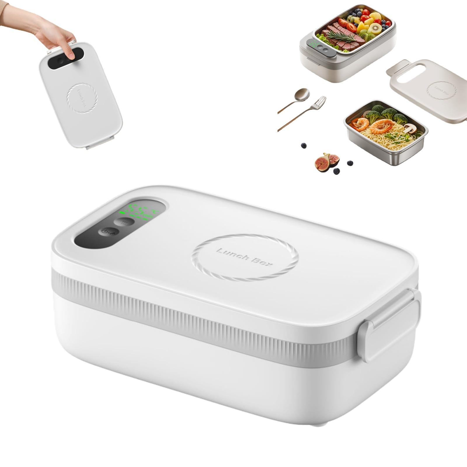 Generico Contenitore elettrico per il pranzo per adulti, scalda-cibo autoriscaldante, 7 impostazioni di tempo, 14000 mAh, ricaricabile tramite USB, portatile, per ufficio, esterno, studenti