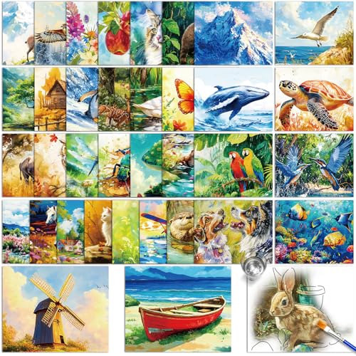EggSun 36Pcs Dementia Activities for Seniors,Reusable Water Coloring Set for
