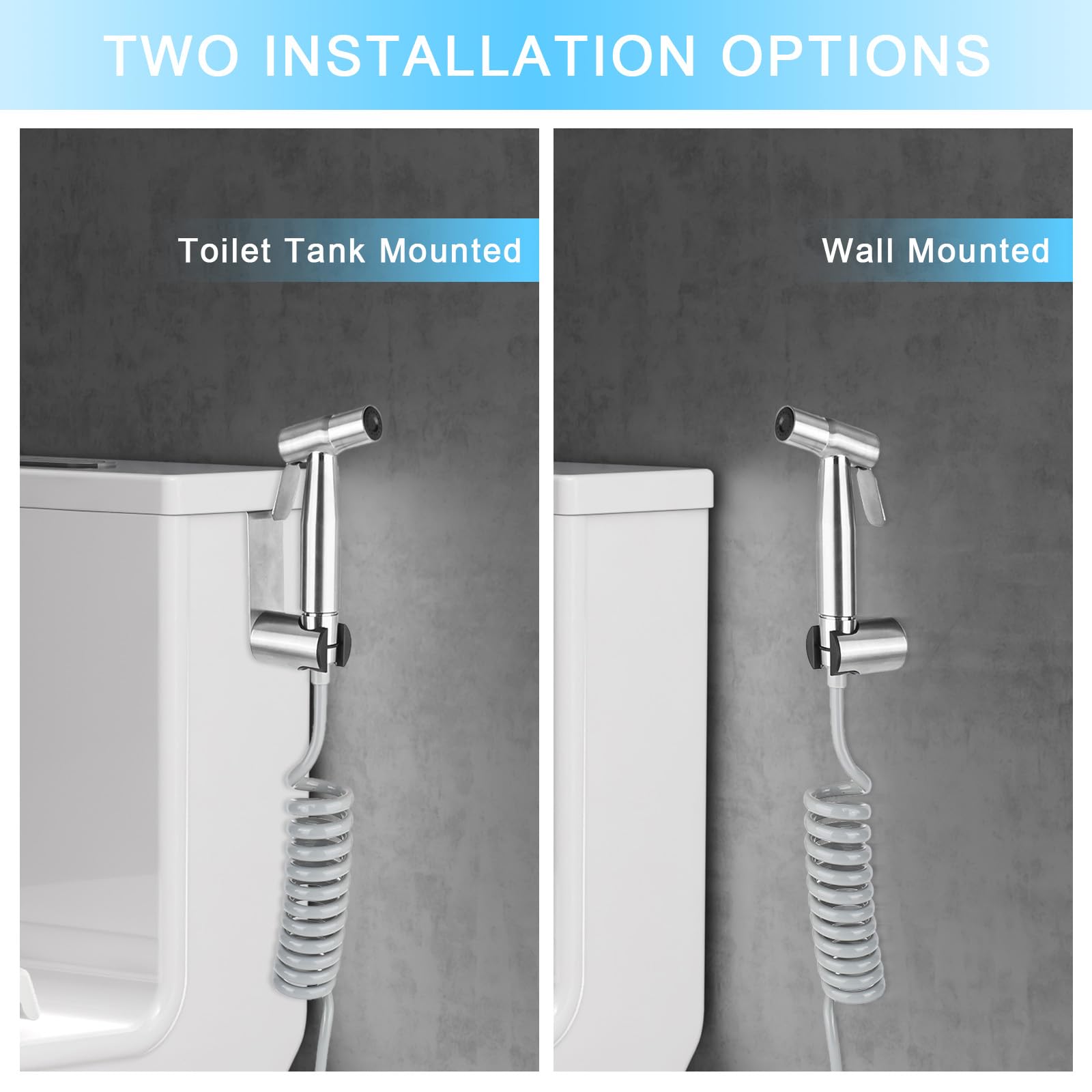 Clete - Kit di docce WC in acciaio inox, spray per igiene personale (G1/2''-3/8''), Bidet Attacent per bagno t e pulizia