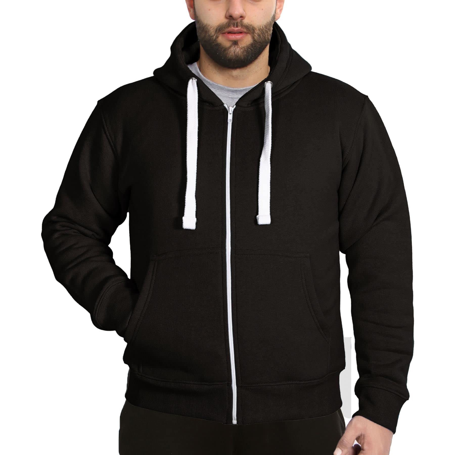 A2z Men's Black Fleece Zipper Hooded Sweatshirt - Zipper Xxl