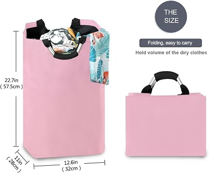 Pink laundry baskets, and waterproof storage bin with sturdy handle for toys home 51L canastos para ropa sucia
