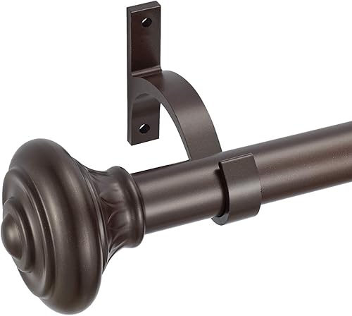 Miniatura 9 de Kemmie Barra de cortina de tratamiento de ventana de 1 pulgada con remates de urna de patrón decorativo, longitud ajustable de 18 a 36 pulgadas,