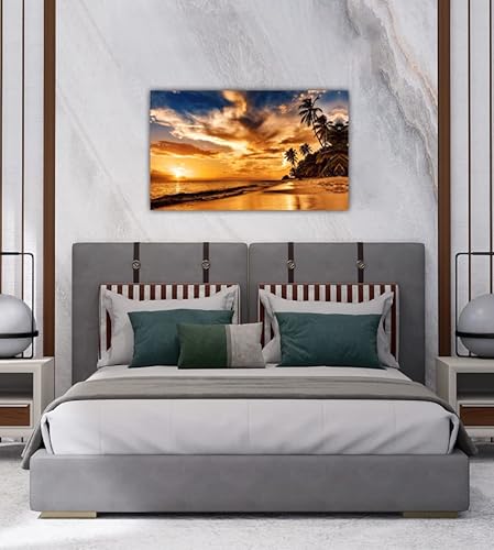 Tela Quadro Paisagem Praia Pôr do Sol Decoração Quarto Sala 100x60cm