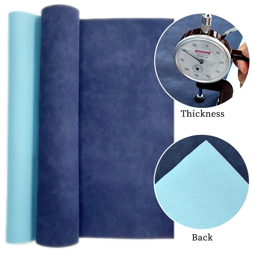 XHT Suede Faux Leather Fabric 30x135cm Waterproof Synthetic PU Leather for Earrings Pouches Hair Bows Making (Dark Blue) - Image 3