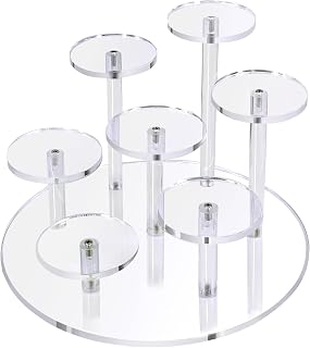 Acrylic Display Stand - 7-Tier Action Figure Stand - Multilevel Acrylic Risers for Display - Collection Organizer Holder for Figures, Collectibles, Toys and Dolls, Jewelry (Round-Clear8.8)