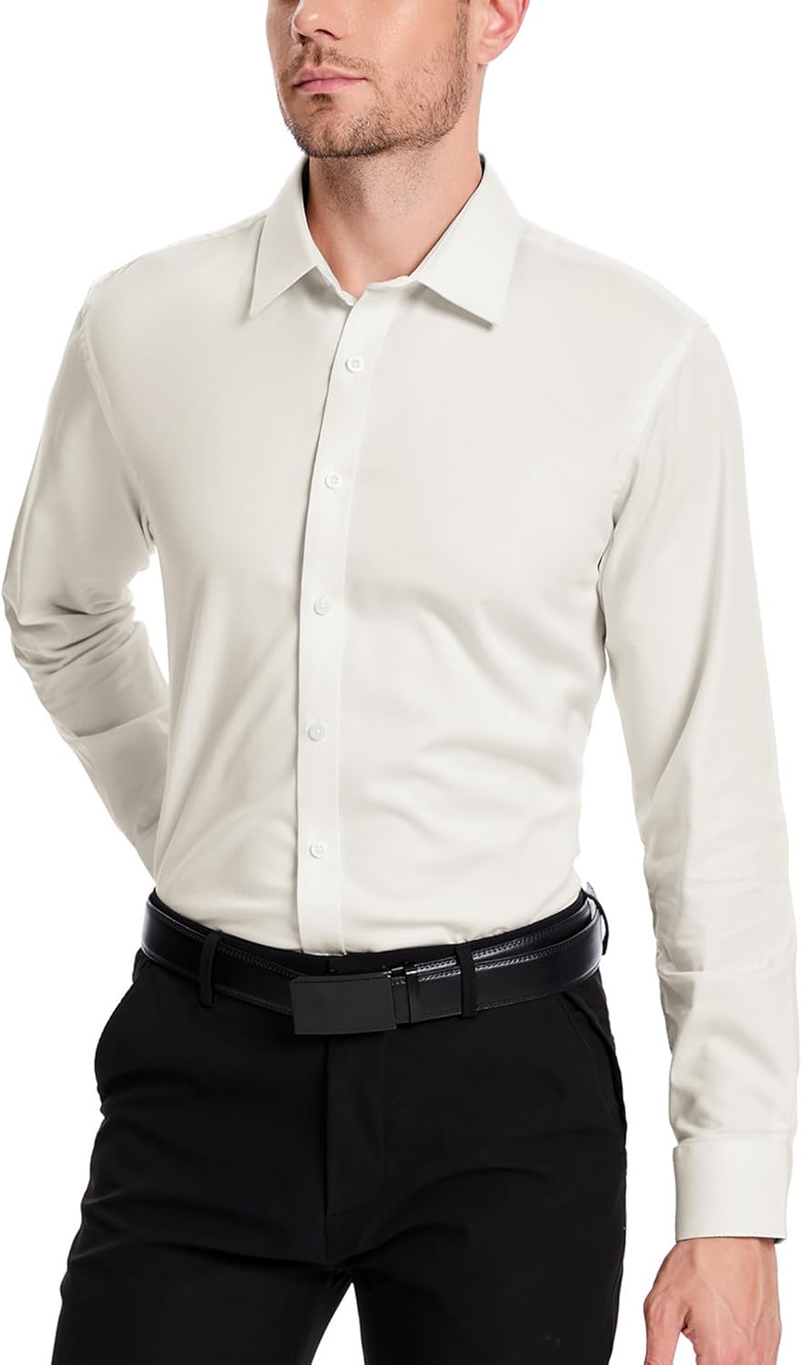 Men’s Dress Shirt Stretch Stain Shield Button Down Shirt Long Sleeve Button Up Shirt - Image 4