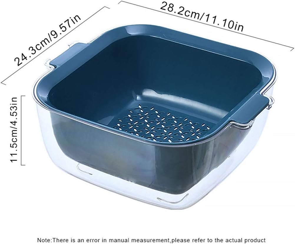 Colander 2 in 1 Kitchen Colander Strainer Bowl Plastic Double Drain Basket Bowl Detachable Storage Basket for Washing Fruit Vegetable Colanders/Strainer (Color : Green) (Yellow)