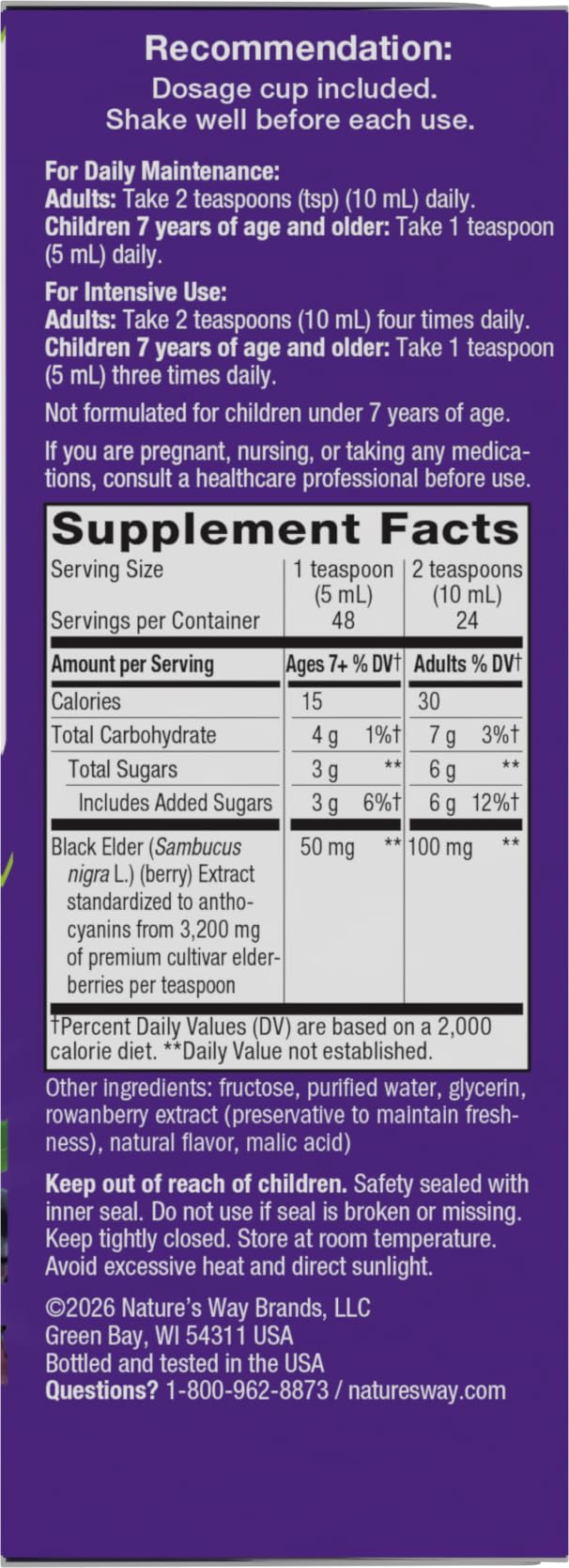 Nature's Way Sambucus Traditional Elderberry Immune Support* Syrup, 8 fl oz — Amazon image 10