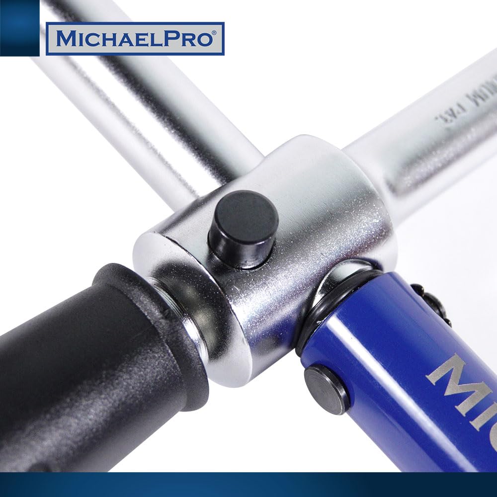 MichaelPro MP001002 Llave de torque Click Through - Llave de torque de 1/2 pulgadas con 3 enchufes (11/16", 3/4", 13/16"/17-19-21 mm) con ajuste micrométrico Precise - 2 en 1 con llave de Lug para